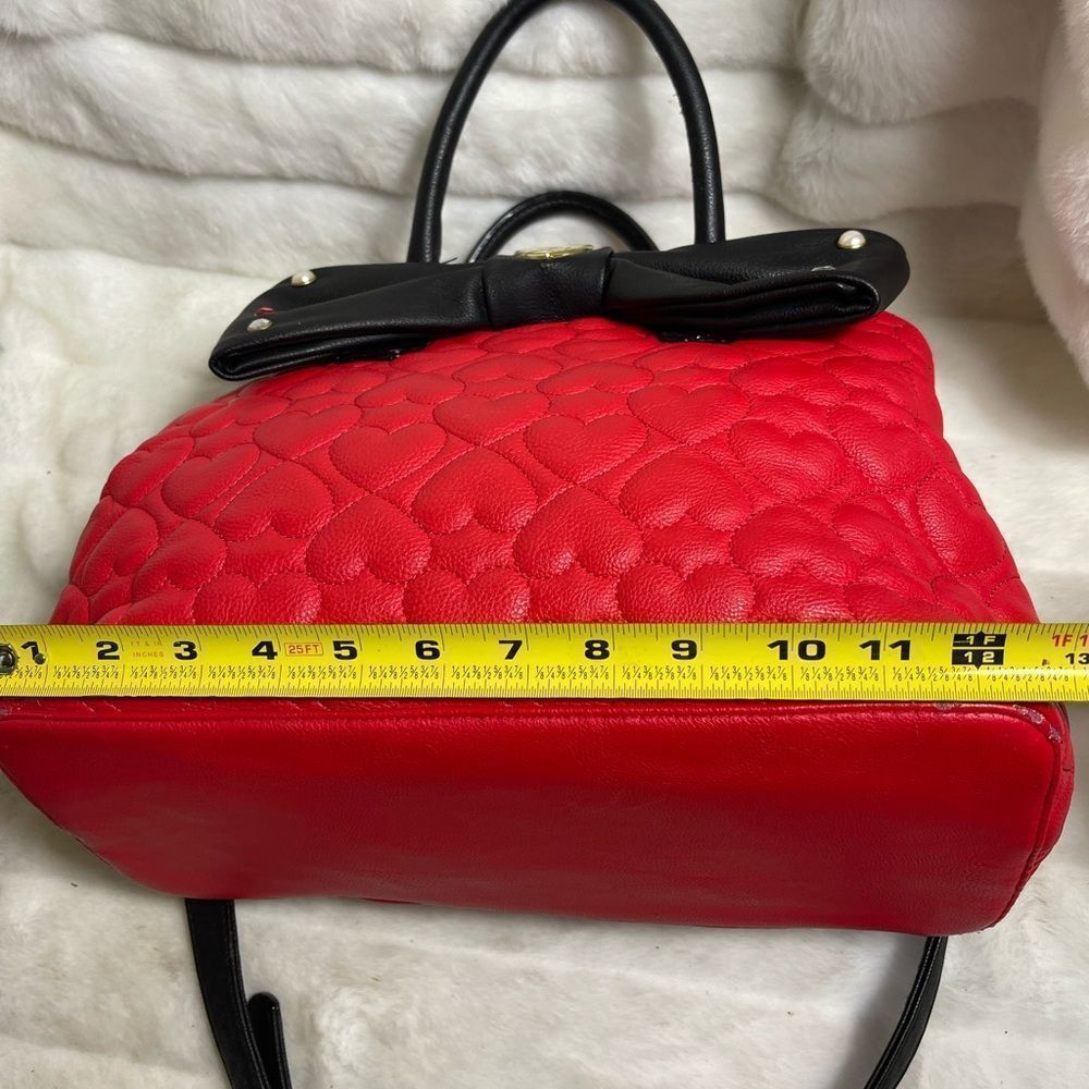 Betsey Johnson Red and Black Satchel with Bow - Picture 8 of 16